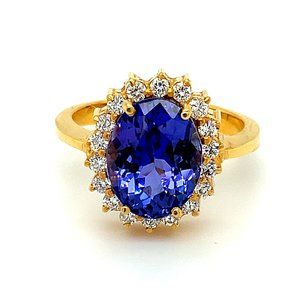 GIA Tanzanite 5.39ct Diamonds Solid 22K Gold Ring
